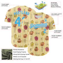 Load image into Gallery viewer, Custom Yellow Sky Blue-White 3D Pattern Design Foodie Food Dessert Cupcake Authentic Baseball Jersey