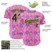 Load image into Gallery viewer, Custom Pink Black-Neon Green 3D Pattern Design Funny Cartoon Flower And Sun Authentic Baseball Jersey