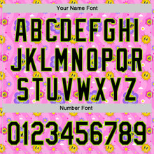 Load image into Gallery viewer, Custom Pink Black-Neon Green 3D Pattern Design Funny Cartoon Flower And Sun Authentic Baseball Jersey