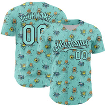 Load image into Gallery viewer, Custom Ice Blue Black 3D Pattern Design Funny Cartoon Monster Authentic Baseball Jersey
