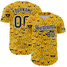Load image into Gallery viewer, Custom Gold Black-White 3D Pattern Design Funny Cartoon Emoji Face Authentic Baseball Jersey