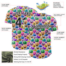 Load image into Gallery viewer, Custom White Black 3D Pattern Design Funny Cartoon Emoji Face Authentic Baseball Jersey