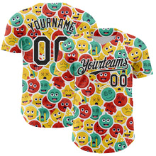 Load image into Gallery viewer, Custom White Black 3D Pattern Design Funny Cartoon Emoji Face Authentic Baseball Jersey