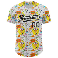 Load image into Gallery viewer, Custom White Black 3D Pattern Design Funny Cartoon Food Dessert Ice Ceam Authentic Baseball Jersey