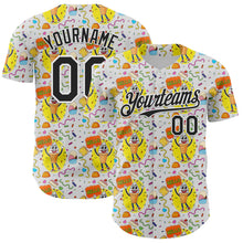 Load image into Gallery viewer, Custom White Black 3D Pattern Design Funny Cartoon Food Dessert Ice Ceam Authentic Baseball Jersey