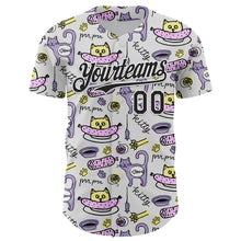 Load image into Gallery viewer, Custom White Black 3D Pattern Design Funny Cartoon Animal Cat And Dog Authentic Baseball Jersey