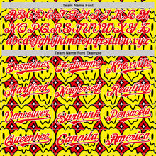 Load image into Gallery viewer, Custom Fire Red White 3D Pattern Design Funny Cartoon Emoji Smile Face Authentic Baseball Jersey