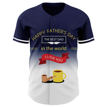 Load image into Gallery viewer, Custom Navy White-Blue 3D Pattern Design Father's Day Fade Authentic Baseball Jersey