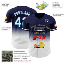 Load image into Gallery viewer, Custom Navy White-Blue 3D Pattern Design Father's Day Fade Authentic Baseball Jersey
