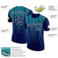 Load image into Gallery viewer, Custom Navy Blue-Aqua 3D Esports Performance T-Shirt