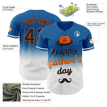Load image into Gallery viewer, Custom Blue Black-Orange 3D Pattern Design Father's Day Fade Authentic Baseball Jersey
