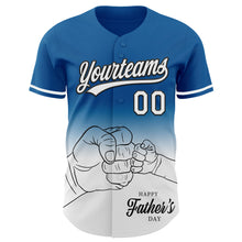 Load image into Gallery viewer, Custom Blue White-Black 3D Pattern Design Father's Day Family Love Fade Authentic Baseball Jersey