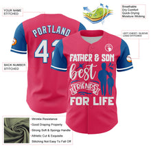 Load image into Gallery viewer, Custom Neon Pink White-Blue 3D Pattern Design Father's Day Family Love Authentic Baseball Jersey