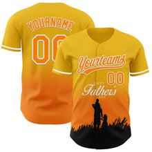 Load image into Gallery viewer, Custom Yellow Bay Orange-White 3D Pattern Design Father's Day Family Love Fade Authentic Baseball Jersey