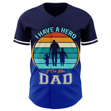 Load image into Gallery viewer, Custom Navy Thunder Blue-White 3D Pattern Design Father's Day Family Love Fade Authentic Baseball Jersey