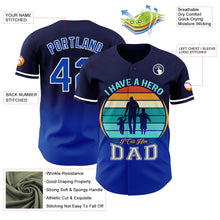 Load image into Gallery viewer, Custom Navy Thunder Blue-White 3D Pattern Design Father's Day Family Love Fade Authentic Baseball Jersey