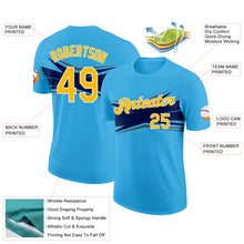 Load image into Gallery viewer, Custom Sky Blue Gold Navy-Gray 3D Esports Performance T-Shirt