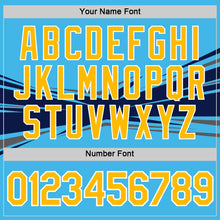 Load image into Gallery viewer, Custom Sky Blue Gold Navy-Gray 3D Esports Performance T-Shirt