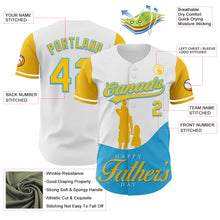 Load image into Gallery viewer, Custom White Yellow-Sky Blue 3D Pattern Design Father's Day Family Love Authentic Baseball Jersey