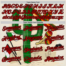Load image into Gallery viewer, Custom Cream Red-Black 3D Mexican Festival Cactus Sombrero And Flag Cinco de Mayo Authentic Baseball Jersey