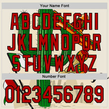 Load image into Gallery viewer, Custom Cream Red-Black 3D Mexican Festival Cactus Sombrero And Flag Cinco de Mayo Authentic Baseball Jersey