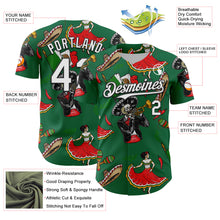 Load image into Gallery viewer, Custom Kelly Green White-Black 3D Mexican Festival Skull Cinco de Mayo Authentic Baseball Jersey
