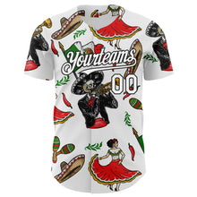 Load image into Gallery viewer, Custom White Black 3D Mexican Festival Skull Cinco de Mayo Authentic Baseball Jersey