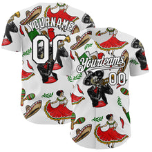 Load image into Gallery viewer, Custom White Black 3D Mexican Festival Skull Cinco de Mayo Authentic Baseball Jersey