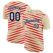 Load image into Gallery viewer, Custom Cream Navy-Fire Red 3D Esports Performance T-Shirt
