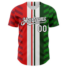 Load image into Gallery viewer, Custom White Red Green-Black 3D Mexico Authentic Baseball Jersey