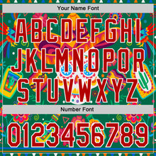 Load image into Gallery viewer, Custom Kelly Green Red-White 3D Mexican Festival Flower Skull With Sombrero Cinco de Mayo Authentic Baseball Jersey