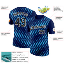 Load image into Gallery viewer, Custom Navy Black-Sky Blue 3D Esports Performance T-Shirt