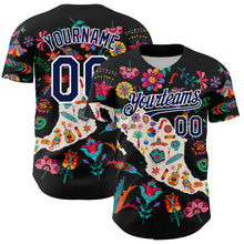 Load image into Gallery viewer, Custom Black Navy-White 3D Mexico Map With Tropical Plant And Animal Authentic Baseball Jersey