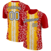 Load image into Gallery viewer, Custom Red Light Gray Gold-Black 3D Esports Performance T-Shirt
