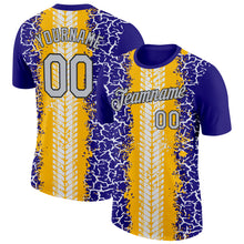 Load image into Gallery viewer, Custom Dark Purple Light Gray Gold-Black 3D Esports Performance T-Shirt