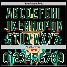 Load image into Gallery viewer, Custom Black Green-White 3D Mexican Festival Flower Skull With Sombrero Cinco de Mayo Authentic Baseball Jersey