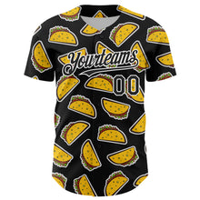 Load image into Gallery viewer, Custom Black White 3D Mexican Festival Taco Cinco de Mayo Authentic Baseball Jersey