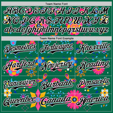 Load image into Gallery viewer, Custom Kelly Green Black-White 3D Mexican Festival Flower Cinco de Mayo Authentic Baseball Jersey