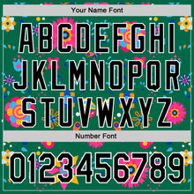 Load image into Gallery viewer, Custom Kelly Green Black-White 3D Mexican Festival Flower Cinco de Mayo Authentic Baseball Jersey