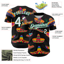 Load image into Gallery viewer, Custom Black White-Kelly Green 3D Mexican Festival Sombrero Cinco de Mayo Authentic Baseball Jersey
