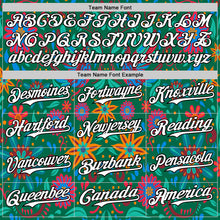 Load image into Gallery viewer, Custom Kelly Green White-Black 3D Mexican Festival Flower Cinco de Mayo Authentic Baseball Jersey