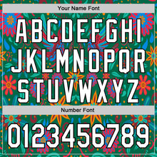 Load image into Gallery viewer, Custom Kelly Green White-Black 3D Mexican Festival Flower Cinco de Mayo Authentic Baseball Jersey