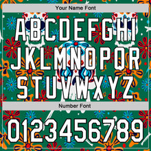 Load image into Gallery viewer, Custom Kelly Green White-Black 3D Mexican Festival Flower And Skull Cinco de Mayo Authentic Baseball Jersey