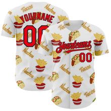 Load image into Gallery viewer, Custom White Fire Red-Black 3D Mexican Festival Taco Cinco de Mayo Authentic Baseball Jersey