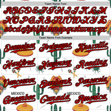 Load image into Gallery viewer, Custom White Red-Black 3D Mexican Festival Cactus And Sombrero Cinco de Mayo Authentic Baseball Jersey