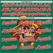 Load image into Gallery viewer, Custom Kelly Green Red-White 3D Mexican Festival Skull With Sombrero Cinco de Mayo Authentic Baseball Jersey
