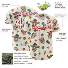 Load image into Gallery viewer, Custom Cream White-Red 3D Mexican Festival Cactus Skull With Sombrero Cinco de Mayo Authentic Baseball Jersey