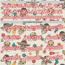 Load image into Gallery viewer, Custom Cream White-Red 3D Mexican Festival Cactus Skull With Sombrero Cinco de Mayo Authentic Baseball Jersey