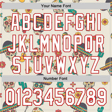 Load image into Gallery viewer, Custom Cream White-Red 3D Mexican Festival Cactus Skull With Sombrero Cinco de Mayo Authentic Baseball Jersey