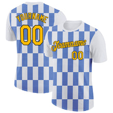 Load image into Gallery viewer, Custom White Gold Thunder Blue-Black 3D Esports Performance T-Shirt